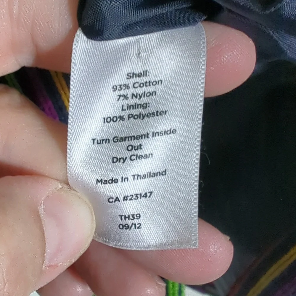 Talbots Women's Blazer Rainbow Striped‎ Mandarin Collar Button Front Colorful 10
